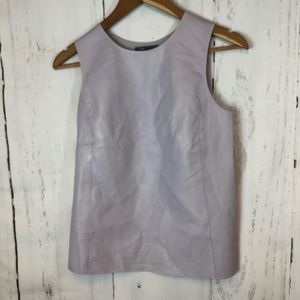 VINCE Lamb Leather Silk Sheen Shell Top 4 Small
